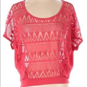 Xhilaration Hot Pink Knit Short Sleeve Blouse